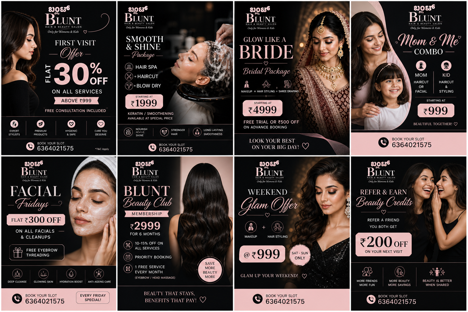 BLUNT Salon Special Offers - First Visit, Bridal Package, Mom & Kid Combo, Membership